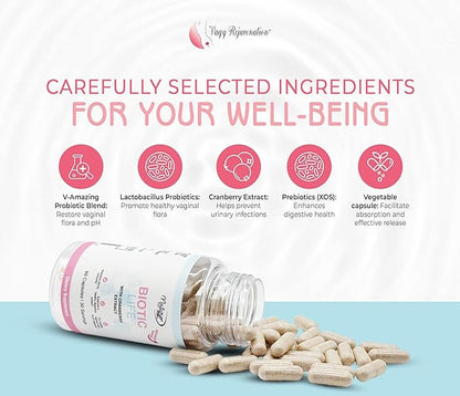 Vagy Rejuvenation BioticLife Probiotic for Women – Probiotics for Vaginal, Digestive & Urinary Health – Supplement with Prebiotics & Cranberry Extract – 60 Capsules