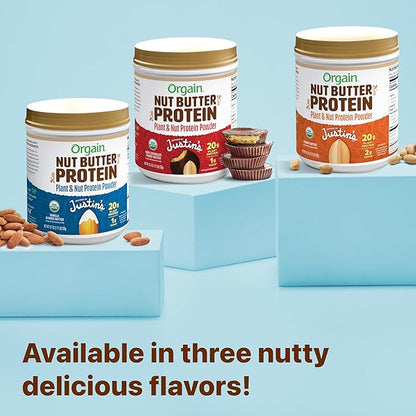 Orgain X Justin's ® Organic Vegan Nut Butter Protein Powder, Vanilla Almond Butter- 20g Plant Protein, 1g Sugar, Gluten Free, No Dairy, Soy Ingredients, or Artificial Flavors, 1.17 lb