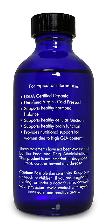 Zongle Therapeutics Organic, Evening Primrose Oil, Liquid – 100% Pure, Evening Primrose Oil, 4 OZ