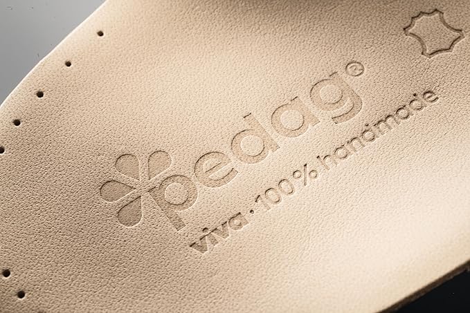 Pedag Viva | Leather Arch Support Inserts | Handmade in Germany | Plantar Fasciitis Relief | Heel Cushion | Activated Charcoal Odor Control | Metatarsal Support Pad | Tan | Men US 18/ EU 51
