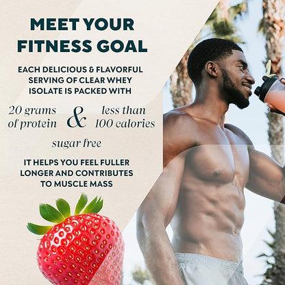Myprotein Clear Whey Isolate Protein Powder, 35 Servings, (1.9lbs) Strawberry, 20g Protein per Serving, Naturally Flavored Drink Mix, Daily Protein Intake for Superior Performance