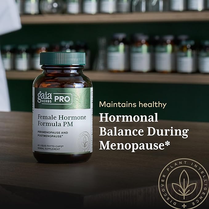 Gaia Herbs Pro Female Hormone Formula PM - Women's Health Supplement for Menopause & Sleep Support - Black Cohosh & St. John's Wort - Vegan, Soy-Free & Gluten-Free - 60 Liquid Phyto-Caps (30 Servings)