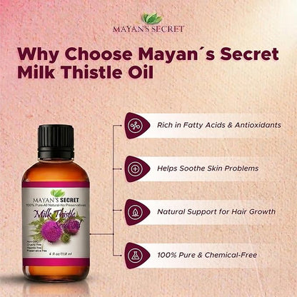 Mayan's Secret Milk Thistle Seed Oil Pure Cold Pressed Rich in Vitamin E and for Aging Skin