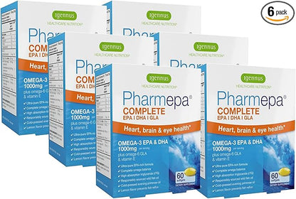 Igennus Pharmepa rtg Omega 3 EPA DHA Fatty Acids 1000mg, IFOS Certified, High Potency Wild Fish Oil with GLA Evening Primrose Oil, Lemon Flavor, 360 Softgels