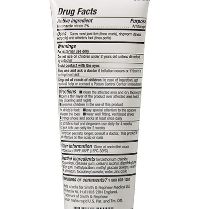 Smith & Nephew Secura 2% Miconazole Nitrate Cream Antifungal 3-1/4 oz. Tube