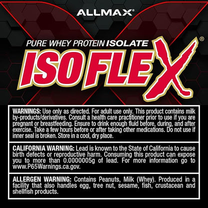 ALLMAX ISOFLEX Pure Whey Isolate Protein Powder - Gluten Free, Low Lactose, Sugar-Free - High-Protein, Clean, Keto-Friendly, Pre Post Workout Supplement for Women and Men | Strawberry, 2lb