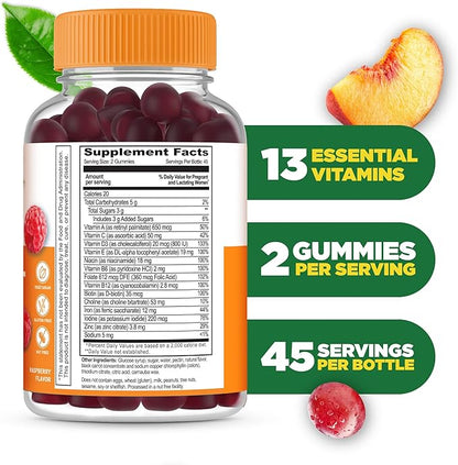 Lifeable Prenatal Multivitamin Gummies for Women | Iron, Choline & Folic Acid | Prenatal Vitamins for Pregnancy Support | Vegetarian, Non-GMO | Berry Flavor | 90 Gummies