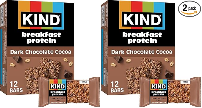 KIND Breakfast Protein Bars,Dark Chocolate Cocoa,Healthy Snacks,Gluten Free,8g Protein,6 Count (Pack of 2)