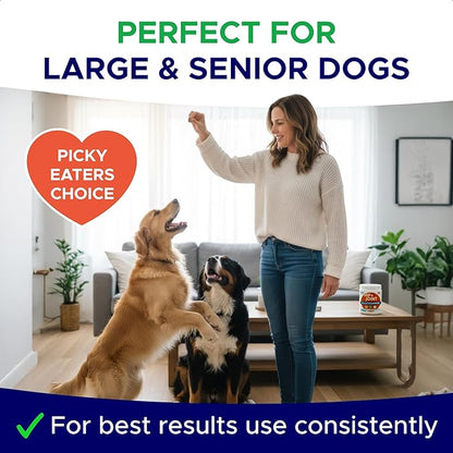 Glucosamine for Dogs Hip & Joint Supplement - Chondroitin, Omega-3, MSM - Joint Health & Pain Relief - Senior & Large Dogs - Made in USA - 120 Mobility Chews