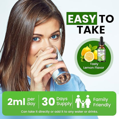 Liquid Magnesium Glycinate Supplement 1000mg, Calm Magnesium Citrate, Taurate Drops with Omega 3, Zinc, Ashwagandha, L-Theanine, Chamomile for Sleep, Mood, Stress Relief, Bone, Muscle, Lemon Flavor