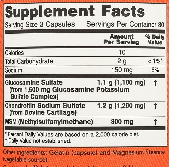 NOW Foods Glucosamine & Chondroitin with MSM, 90 Count