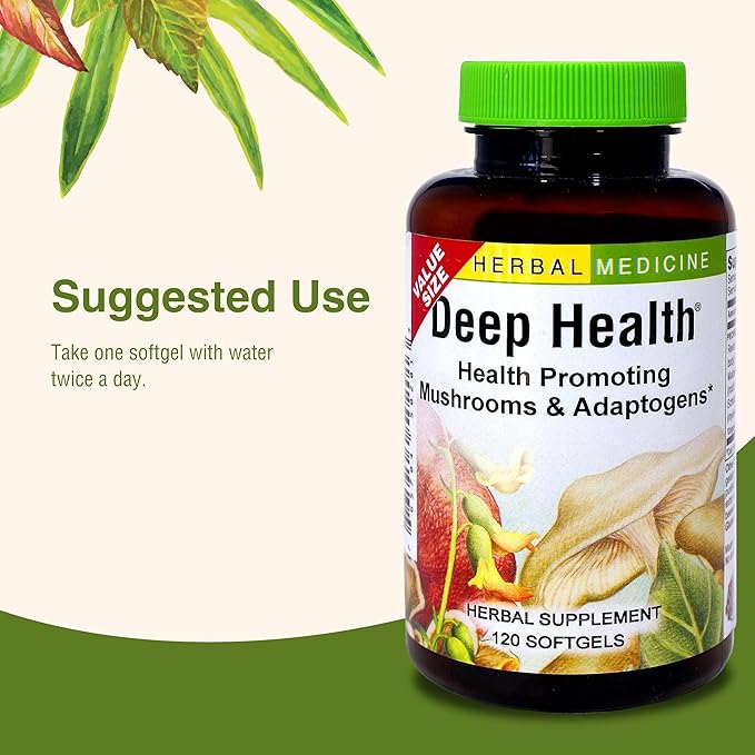 Herbs Etc. Deep Health - Daily Use Adaptogen Supplement - Aids Immune Health & Energy - with Reishi Mushroom - 60 Softgels (60 Servings)