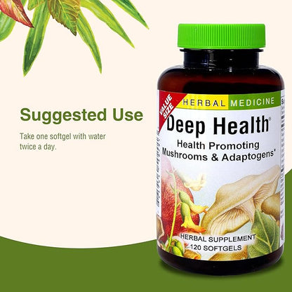 Herbs Etc. Deep Health - Daily Use Adaptogen Supplement - Aids Immune Health & Energy - with Reishi Mushroom - 60 Softgels (60 Servings)