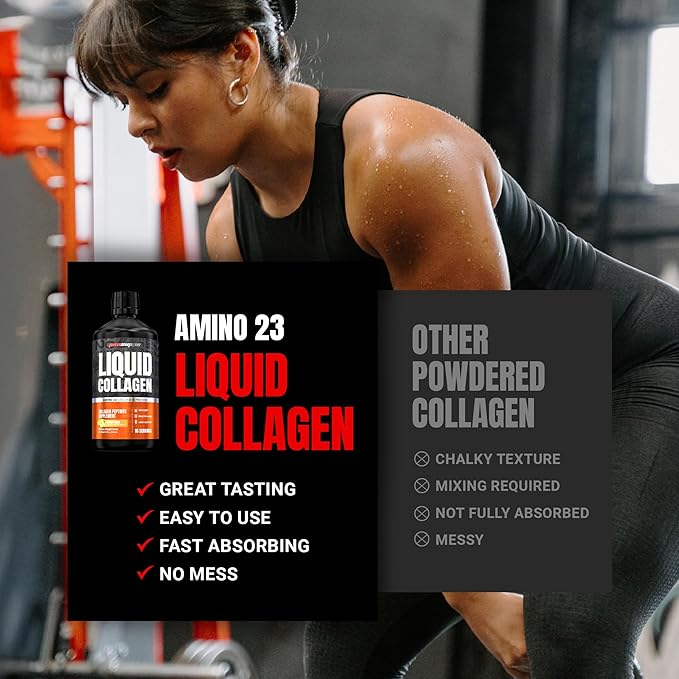 ProSupps Amino23 Liquid Collagen Shots, Citrus Punch - Collagen Peptide Post Workout Supplement Supports Healthy Aging, Joints, Skin & Hair - Gluten-Free & Zero Sugar - 16 Servings