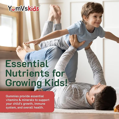YumVs Kids Multivitamin Gummies - Fruit Flavored Chewable Children's Multivitamin - Kids Vitamins Multivitamin Gummy with 12 Minerals & Vitamins A C D3 E B6 B12 (120 Count (Pack of 1))