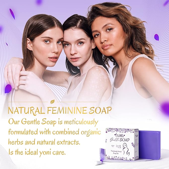 FIVONA Feminine Yoni Soap Natural Herbal Bar with Foaming Bag Perfect for Intimate V Care and Body Wash 5.3 oz