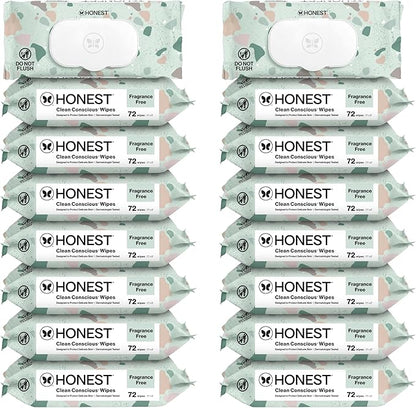 The Honest Company Clean Conscious Multi-Use Baby Wipes for Sensitive Skin, Fragrance Free, Geo Mood, 1152 Count