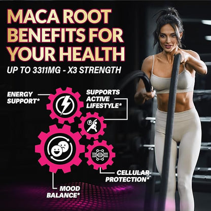 12in1 Maca Root Liquid Drops with Ashwagandha, L-Arginine, Chasteberry, Dong Quai, Black Cohosh, Shatavari, Red Raspberry, Rhodiola Rosea, Calendula and More - 30ml 1 Fl Oz