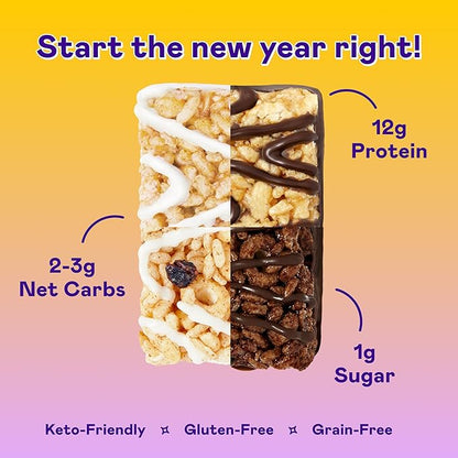 Magic Spoon Treats - 16 High Protein Bars: 4 Blueberry Muffin, 4 Double Chocolate, 4 Marshmallow, 4 Chocolate Peanut Butter - High Protein Gluten Free Snack - Sugar & Gluten Free Protein Cereal Bar