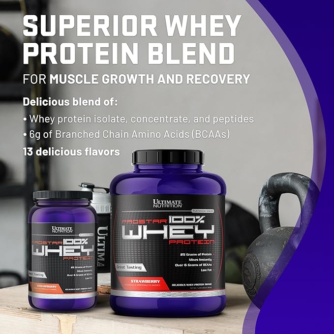 Ultimate Nutrition Prostar Whey Protein Powder Isolate, Strawberry - Low Carb, High Protein Powder Shake for Muscle Gain & Recovery - Low Sodium, Low-Fat & Keto Friendly - 2 lbs Tub