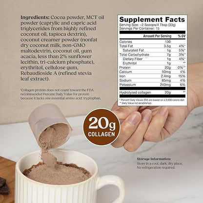 Bulletproof Chocolate Collagen Protein Powder with MCT Oil, 19g Protein, 17.6 Oz, Collagen Peptides and Amino Acids for Healthy Skin, Bones and Joints