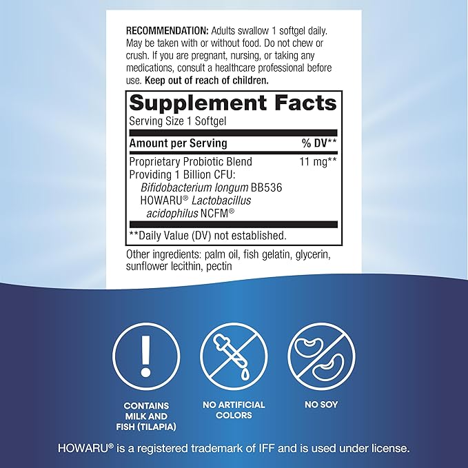 Nature's Way Pearls Acidophilus Probiotic, Supports Digestive Balance & Gut Health, Reduce Occasional Constipation and Bloating*, 1 Billion Cultures, 30 Softgels