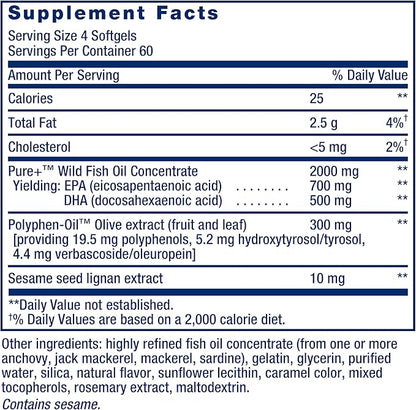 Life Extension Super Omega-3 EPA/DHA Fish Oil, Sesame Lignans & Olive Extract – Heart Health, Brain Health, Inflammation Health Support, Gluten-Free, Easy to Swallow, Non-GMO, 240 Softgels
