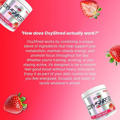 EHP Labs OxyShred Pre Workout Powder - Preworkout Powder with L Glutamine & Acetyl L Carnitine, Energy Boost Drink - Cosmic Blast, 60 Servings