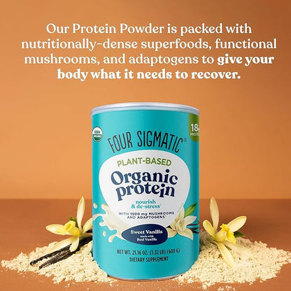 Four Sigmatic Plant Based Vanilla Protein + Perform Super Powder Workout Bundle Clean Vegan Protein for Brain Function and Immune Support | Superfood Powder with Adaptogens & Antioxidants