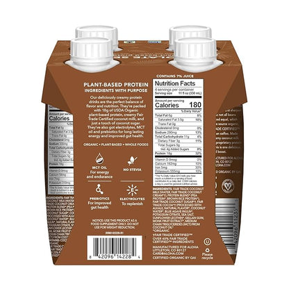 ALOHA Organic Protein Drink, Chocolate Sea Salt, Low Sugar & Dairy Free Ready-to-Drink Protein Shake, Plant Based, Non-Dairy, Clean Ingredients, GLP-1 Friendly, 18g Protein, Gluten Free