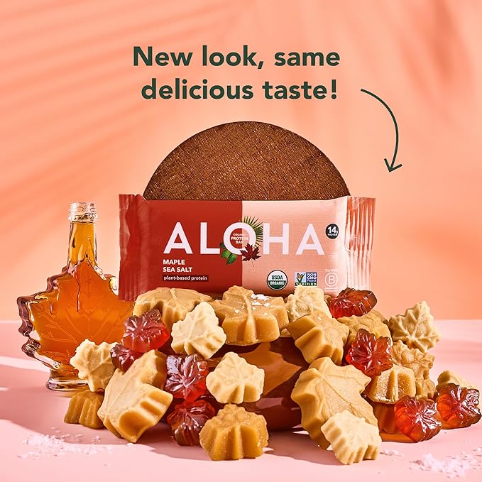 Aloha Organic Maple Sea Salt Protein Bar, 12 ct