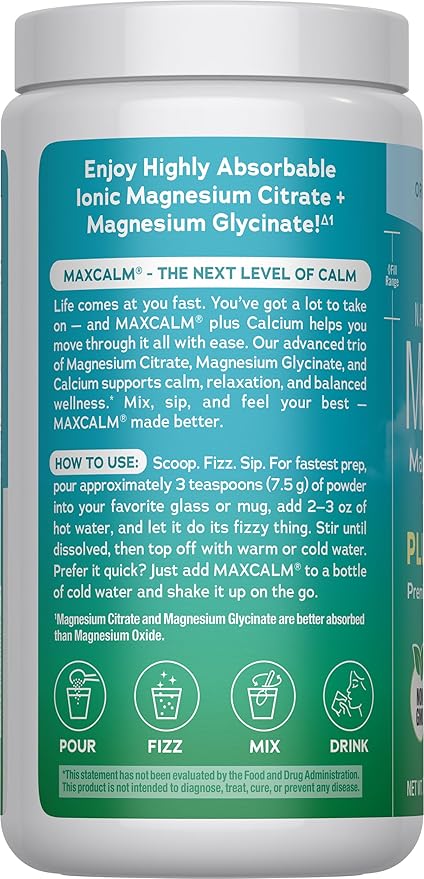 Natural Vitality Calm, Magnesium Citrate & Calcium Supplement, Drink Mix Powder Supports a Healthy Response to Stress, Gluten Free, Vegan, & Non-GMO, Original, 16 oz