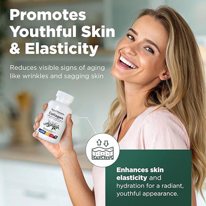 Complete Collagen Capsules for Women – 1800mg, Types I, II, III, V, X for Hair, Skin, Nails, Joints & Bone Health, High Absorption, Anti-Aging, Non-GMO, Gluten-Free, 90 Capsules