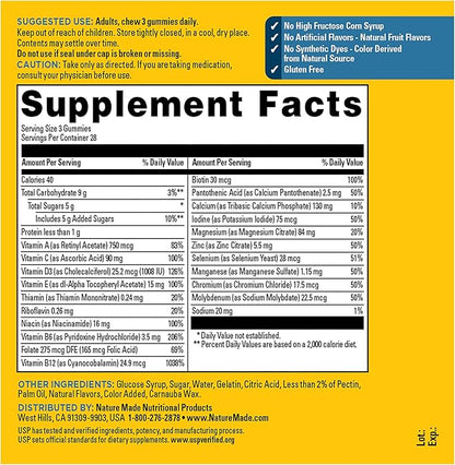 Nature Made Advanced Multivitamin Gummies 50 + for Him, Mens Multivitamins Gummies with Magnesium Citrate, Vitamin D3, Zinc, All 8 B Vitamins, 84 Multi Vitamins, 28 Day Supply