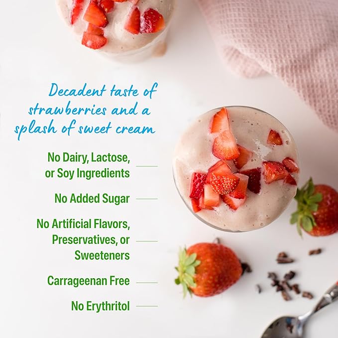 Orgain Organic Vegan Protein Powder, Strawberries & Cream - 21g Plant Based Protein, 4g Prebiotic Fiber, Low Net Carb, No Lactose Ingredients, No Added Sugar, Non-GMO, For Shakes & Smoothies, 2.03 lb
