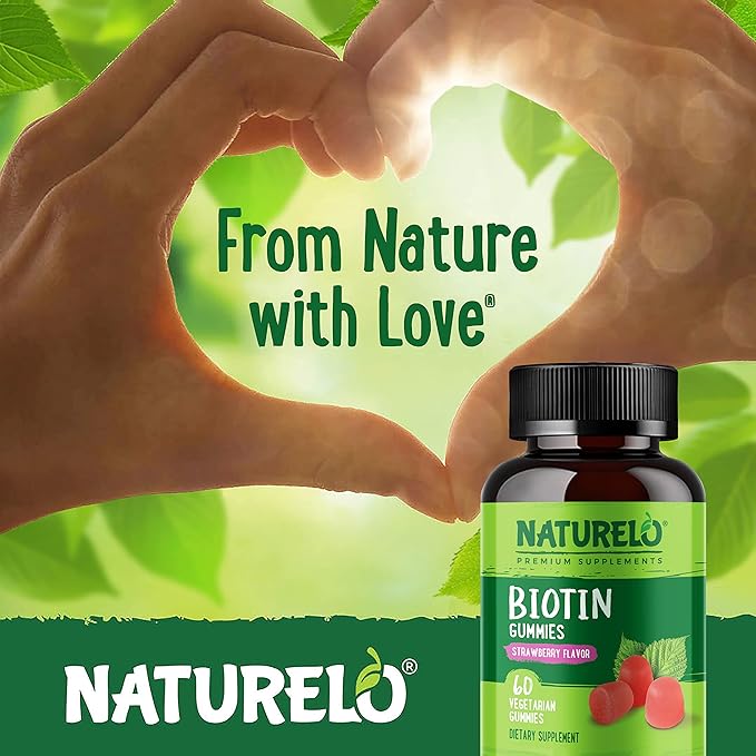 NATURELO Biotin Gummies - Supports Healthy Hair, Skin & Nails - High Potency 2500 mcg - Non GMO, Gluten Free - 60 Gummies
