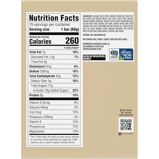 CLIF BAR - Energy Protein Bars - White Chocolate Macadamia Nut - Made with Organic Oats - Energy Bars - Non-GMO - (15 Pack)