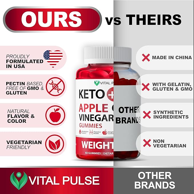 Keto ACV Gummies Advanced Weight Loss - Sugar Free ACV Keto Gummies - Gummy Supplement for Women and Men - Detox - Apple Cider Vinegar - Apple Flavor