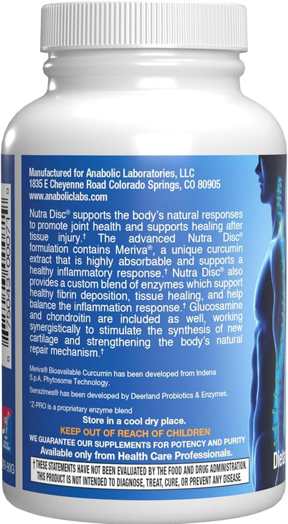 Nutra Disc & Joint Support Supplement - Clinically Formulated Restorative Cartilage Ligament and Tendon Supplement with Patented Meriva Curcumin & Glucosamine and Chondroitin for Adults - 45 Servings