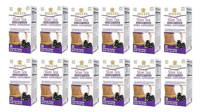 Hyleys Slim Tea Acai Berry Flavor - Weight Loss Herbal Supplement Cleanse and Detox - 25 Tea Bags (12 Pack)