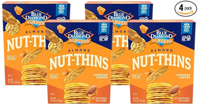 Blue Diamond Almonds Nut Thins, Cheddar Cheese, 4.25 Oz (Pack of 4)