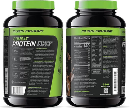 Muscle Pharm Combat Protein Powder, Chocolate Milk Flavor, Fuels Muscles for Productive Workouts, 5 Protein Sources Including Whey Protein Isolate & Egg Albumin, Gluten Free, 2 lb, 24 Servings
