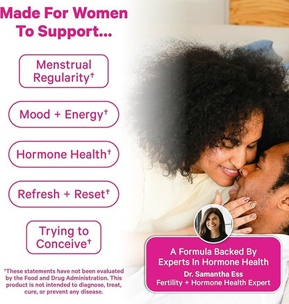 Pink Stork Birth Control Cleanse to Support Hormone Balance, with Chaste Tree Berry (Vitex), Magnesium, and Selenium, Period Support for Conception, Fertility Supplements for Women - 60 Capsules