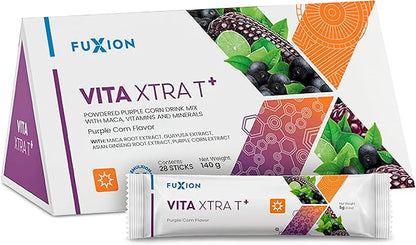 FuXion | Vita Xtra T+ | Energy Drink Powder | Energy Support | Multimineral and Multivitamin Powder Drink | Provides Physical Energy and Vitality | Powerful Antioxidants | Purple Corn Flavor | 28u