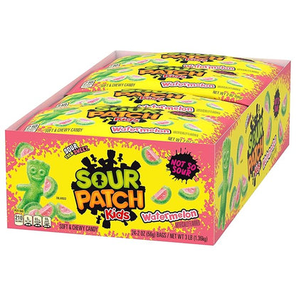 SOUR PATCH KIDS Watermelon Soft & Chewy Candy, Bulk Candy, 24 - 2 oz Bags