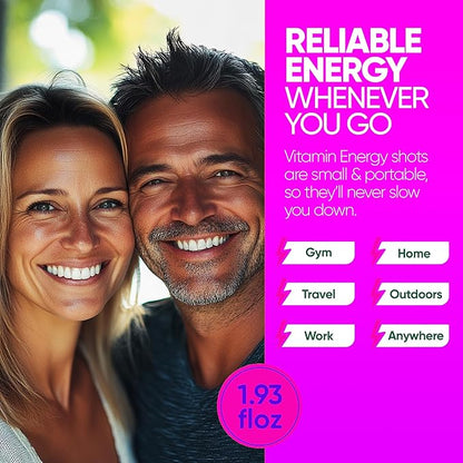 Vitamin Energy Mood+ Extra Strength Energy Shot Tropical Berry 12 Pack, 260mg Natural Caffeine, B-Vitamins, Rhodiola, Chamomile, Mood & Energy Support, Zero Sugar, Gluten-Free, Vegan, 1.93 fl oz