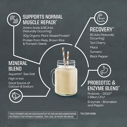 Sunwarrior Organic Plant Based Protein Powder | Vegan Organic Protein Powder with BCAA Amino Acids Plus Recovery Minerals & Botanicals | Non-GMO Soy Dairy & Gluten Free (Cake Batter, 20 Servings)