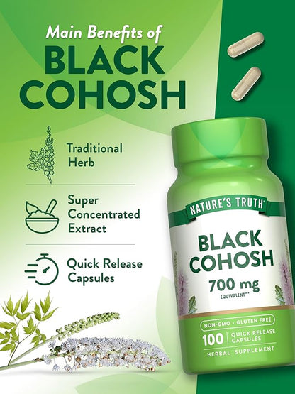Nature's Truth Black Cohosh | 100 Capsules | Root Extract | Non-GMO & Gluten Free Supplement