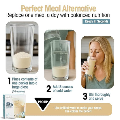 WonderSlim Meal Replacement Shake, Vanilla Cream, 15g Protein, 24 Vitamins & Minerals, Gluten Free (7ct)
