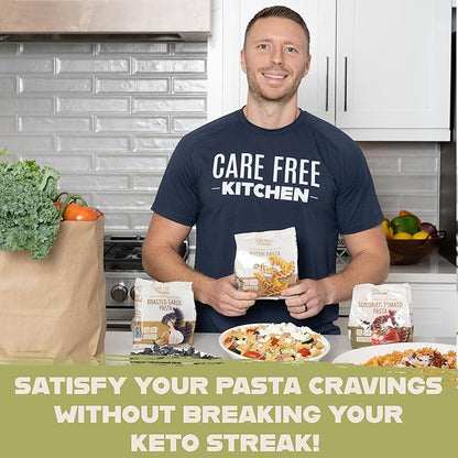Care Free Kitchen Plain 3-Pack (8 oz. Bags) Rotini Keto Pasta Noodles, 20g High Protein, Low Carb 2g Net Carbs, 26g High Fiber